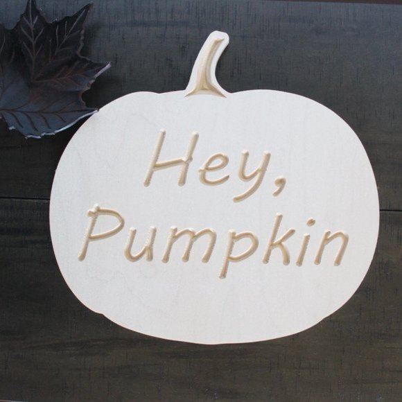 Hey, Pumpkin Fall Decor White Wood Pumpkin Sign - Picture 2 of 7